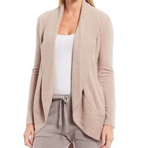 Barefoot Dreams CozyChic Lite Circle Cardigan Quiet Luxury Loungewear Small Tan